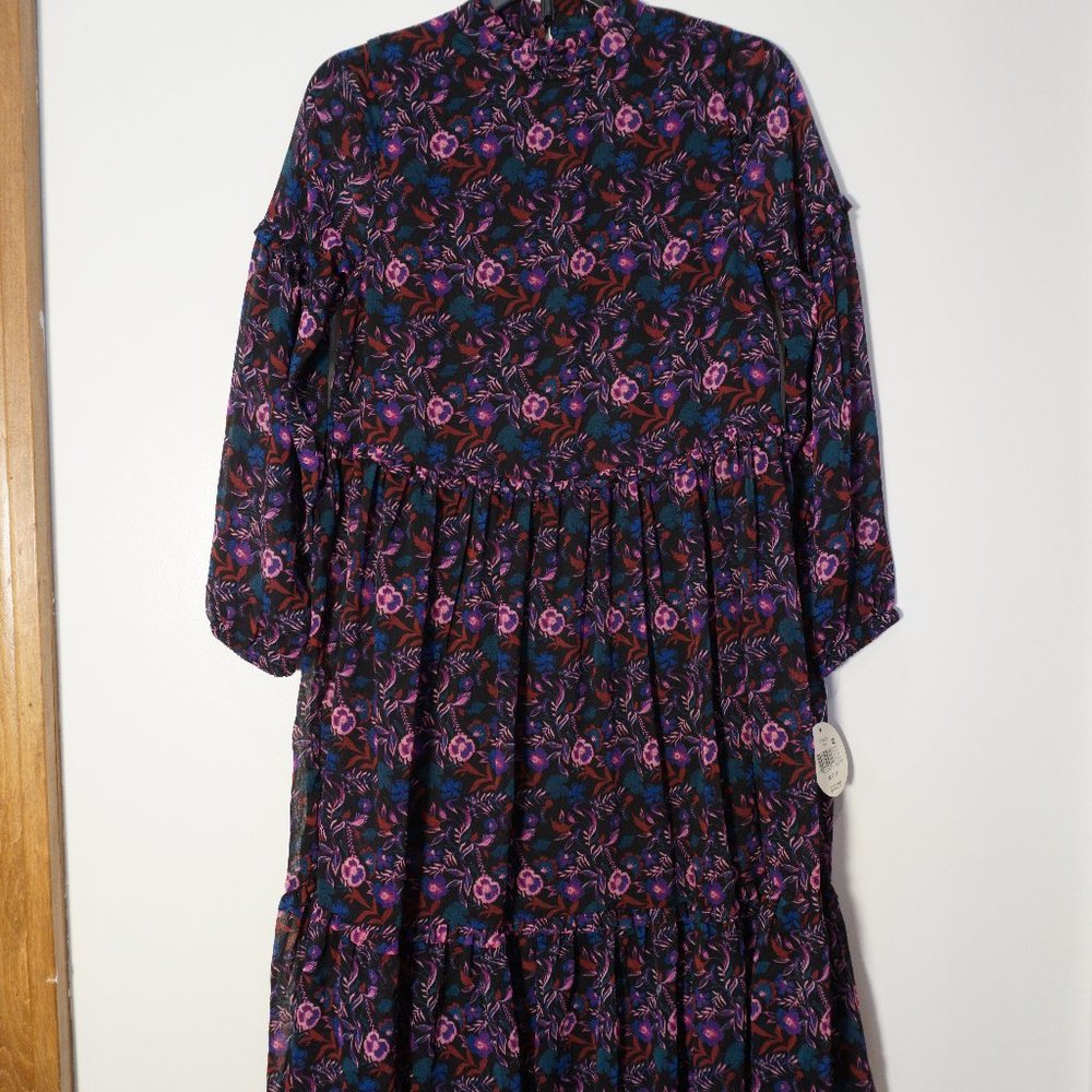 New Colorful Planet Girls Black/ Floral Dress Peasant Sleeves Easter/ Church